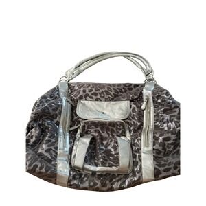 Revolution‎ Y2k Bratz Silver Metallic Leopard Print Hobo Shoulder Gym Bag Large